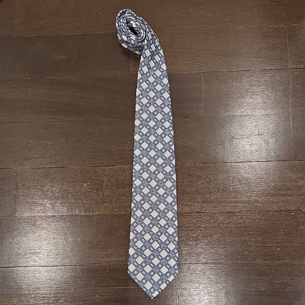 BRAND NEW MEN'S CLERICCI ITALY 100% SILK BLUE SILVER GREY NECK TIE $110